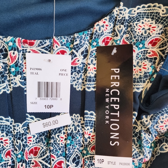 NWT Perceptions tank dress blue floral 10p sheath - Picture 9 of 14